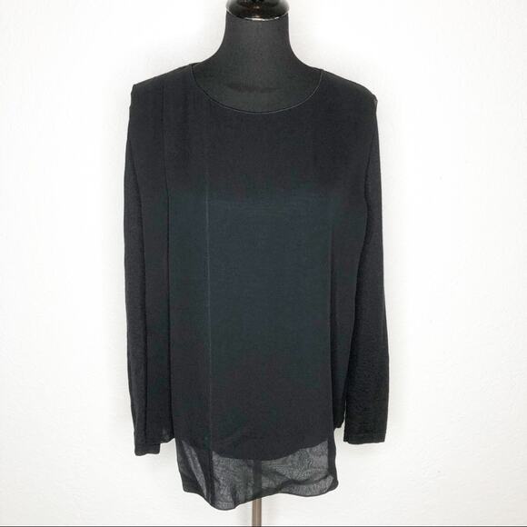 Lafayette 148 black cashmere silk layered sweater top size Medium - Picture 1 of 13